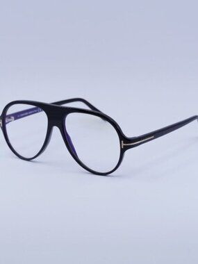 Tom Ford FT5012-B 001 Eyeglasses Black 53mm Aviator Frame, Blue Light Block